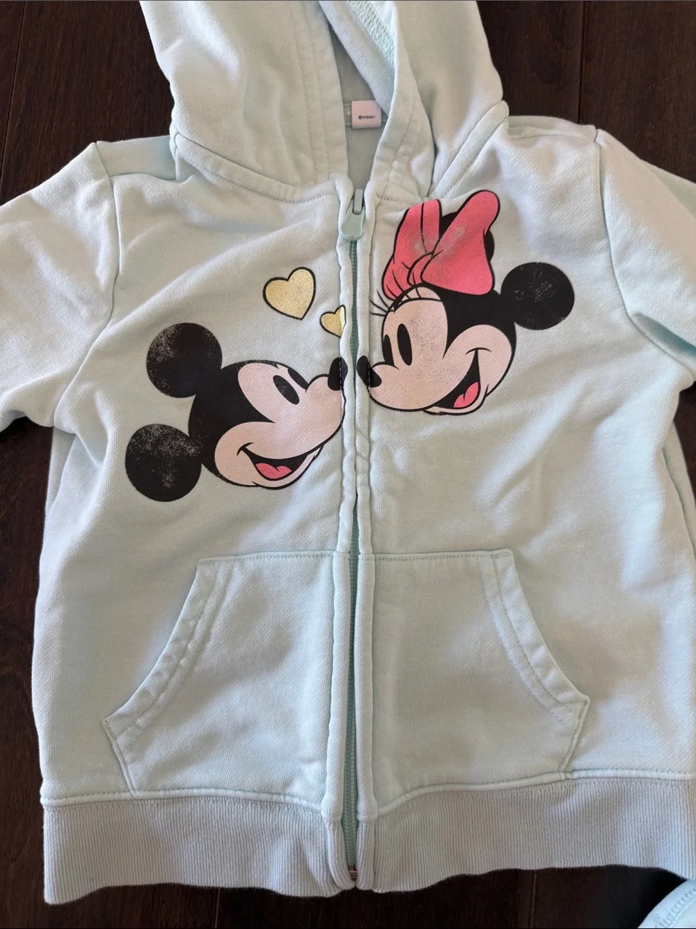 Gap Disney Mint Hoodie with Minnie Pink Bow & Mickey Graphic and matching shorts